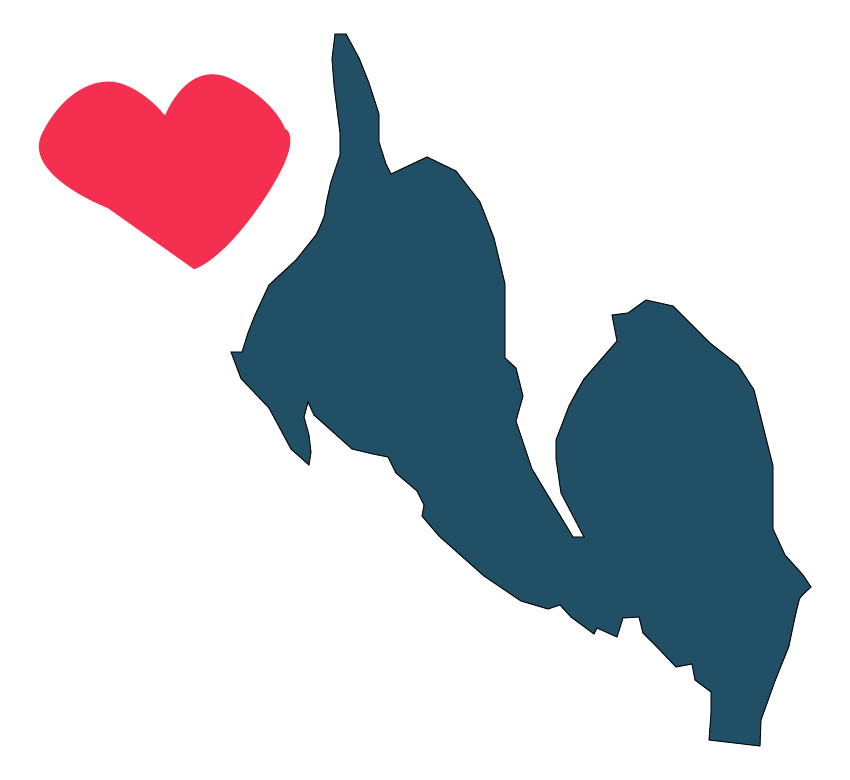 Logo, blue lake almanor and red heart